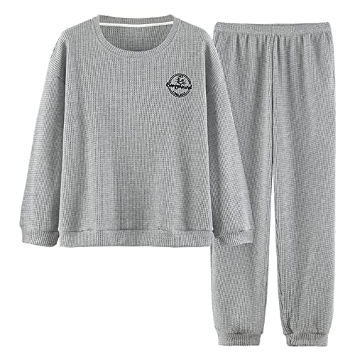 GOSO Mädchen Waffel 2pcs Pyjamas Set Stylish Loungewear Set Nachtwäsche für Winter/Herbst, Atmungsaktive Nachtwäsche Set für Teenager Mädchen von GOSO