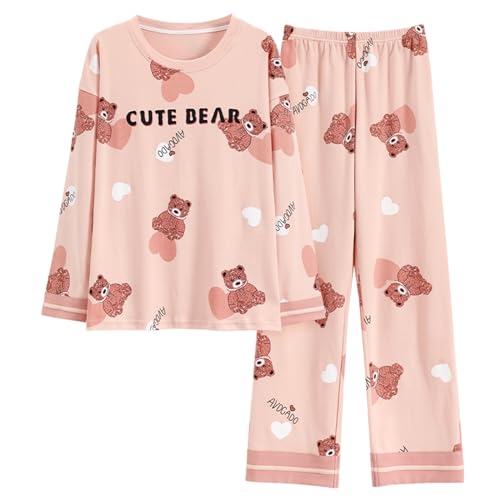 GOSO Mädchen Waffel 2pcs Pyjamas Set Stylish Loungewear Set Nachtwäsche für Winter/Herbst, Atmungsaktive Nachtwäsche Set für Teenager Mädchen von GOSO