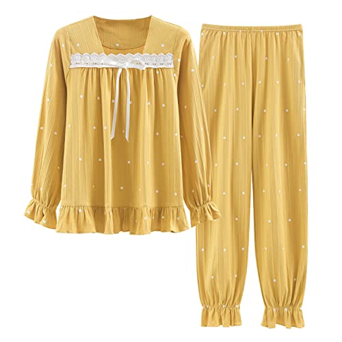 GOSO Pyjamas Set für Teenager Mädchen Lange Ärmel Top und Hose, Rundhalsausschnitt Baumwolle Nachtwäsche niedlich gedruckt lässig Nachtwäsche M-2XL Lounge Wear PJS, Geschenke für große Mädchen von GOSO