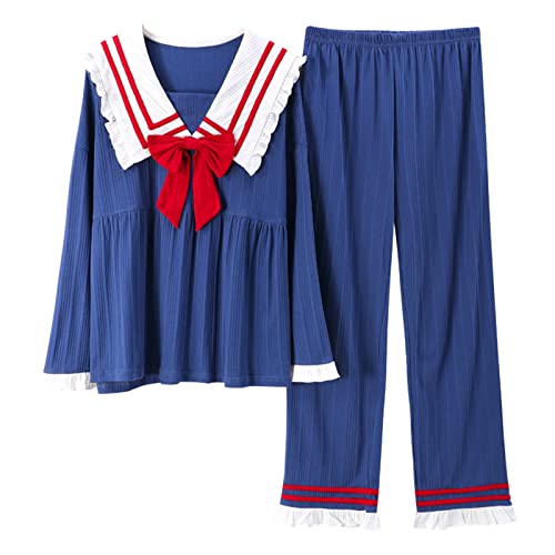 GOSO Pyjamas Set für Teenager Mädchen Lange Ärmel Top und Hose, Rundhalsausschnitt Baumwolle Nachtwäsche niedlich gedruckt lässig Nachtwäsche M-2XL Lounge Wear PJS, Geschenke für große Mädchen von GOSO