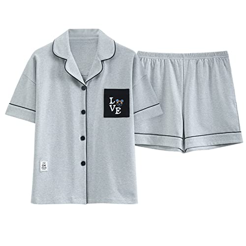 GOSO Pyjamas für Mädchen Kurze Ärmel Kurze Hosen Button Down Casual Sleepwear Tops & Pants Pyjamas Set für Teenager Mädchen von GOSO