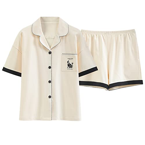 GOSO Pyjamas für Mädchen Kurze Ärmel Kurze Hosen Button Down Casual Sleepwear Tops & Pants Pyjamas Set für Teenager Mädchen von GOSO