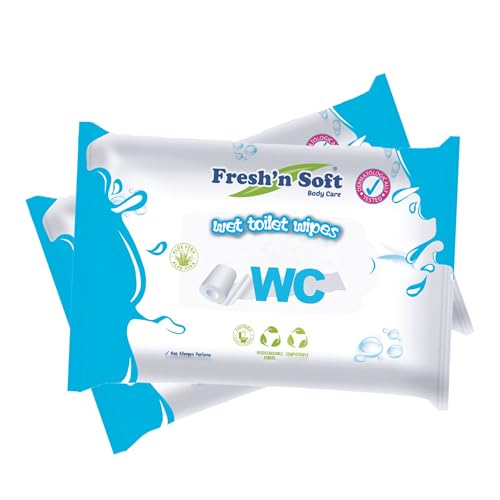 Fresh'n Soft Feuchttücher für die Toilette, mit Kamillenextrakt, biologisch abbaubar und kompostierbar, für den täglichen Gebrauch (120 Einheiten normal (2er-Pack) von GOSOYO