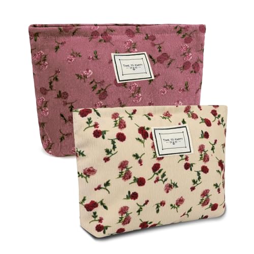 2stück Kosmetiktasche Tragbar, Rose Make Up Tasche, Florales Bedruckte Make-Up-Tasche, Kulturtasche Damen Große Kapazität, Geeignet Für Frauen Und Mädchen 2stück Kosmetiktasche Tragbar, Rose Make Up Tasche, Florales Bedruckte Make-Up-Tasche, Kulturtasche Damen Große Kapazität, Geeignet Für Frauen Und Mädchen von GOTDYBST