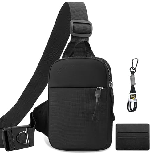 Umhängetasche Herren, Brusttasche Herren Mit Kartenhalter Und Schlüsselanhänger, Wasserdicht Crossbody Bag Herren - Kompakt Und Leicht, Geeignet Für Outdoor-Aktivitäten, Reisen Und Den Alltag von GOTDYBST