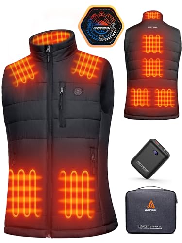 GOTOBI Heizweste Herren mit Powerbank 16000mAh 7.4V, Beheizbare Weste mit 9 Heizzonen, 4-in-1 intelligenter Schalter mit Lichtaus Design, Beheizte Weste für Outdoor Motorrad Radfahren von GOTOBI