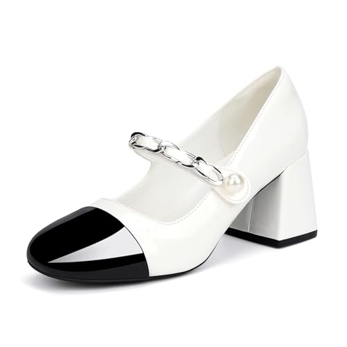 GOTOGO Mary Jane Damenschuhe, weiße Lacklederoptik, 37.5 EU GOTOGO Mary Jane Damenschuhe, weiße Lacklederoptik, 37.5 EU von GOTOGO