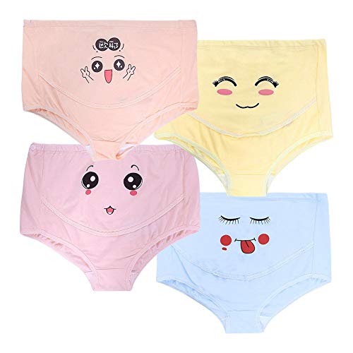 GOTOTOP 4PCS Women Maternity Knickers, Lady High Waist Baumwollunterwäsche Cartoon Verstellbare Höschen Slips Mutterschaftsunterwäsche(XXL-#1) von GOTOTOP