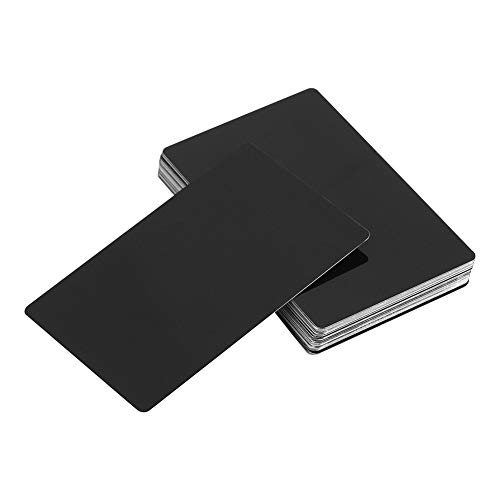 GOTOTOP 50 Stück Leere Visitenkarten Universal Fashion Metall Lasergravur Mark Visitenkarte Mehrere Farben für Frauen Männer (3,4 × 2,1 × 0,01 Zoll)(Schwarz) von GOTOTOP