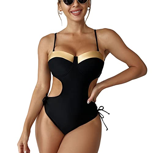 GOTOTOP Damen Sexy Cut Out Strandmode Einteilige Monokini Badeanzug Rückenfrei Bademode Slim Fit Swimsuits (XL) von GOTOTOP