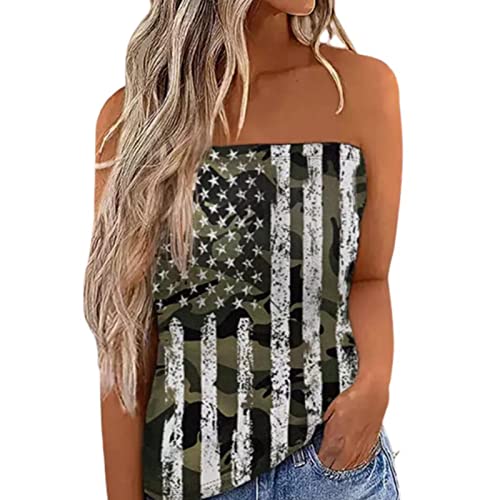 GOTOTOP Damen Sexy Tube Top Ärmelloses Trägerlos Plissee Stretch Bedruckt Tank Top Party Strand Lässige Sommer Hemdbluse Oberteile(m-Nr.1) von GOTOTOP