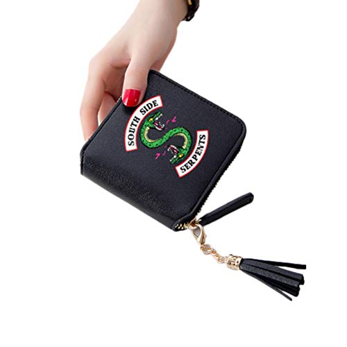 GOTOTOP Riverdale Portemonnaie Handtaschen Zip Around Wallet Wristlet Damen Portemonnaie Kurzer Absatz Viele Fächer PU Portemonnaie (Schwarz) von GOTOTOP