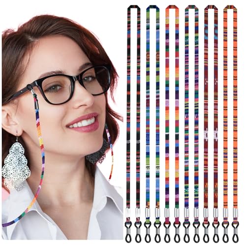 GOTRUST 6 Stück Brillenband Damen Bunt Baumwolle Brillen Ketten, Kinder Brillen Kettenband, Mehrfarbig Brillenschnur, Sonnenbrille Kette Geflochtenes für Sonnenbrillen, Lesebrillen, Sportbrillen von GOTRUST