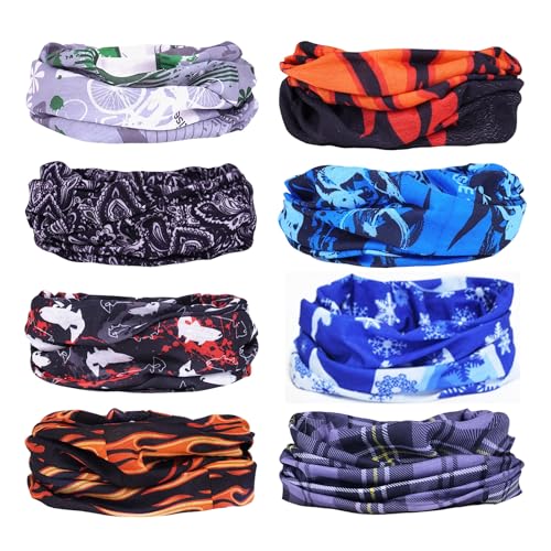 GOTRUST 8pcs Multifunktionstuch Set Bunt Nahtlose Bandanas Loop Schal, Schlauchschal Atmungsaktiv Sport, Elastische Multifunktion Gesichtsmaske für Herren Damen Outdoor Arbeit von GOTRUST