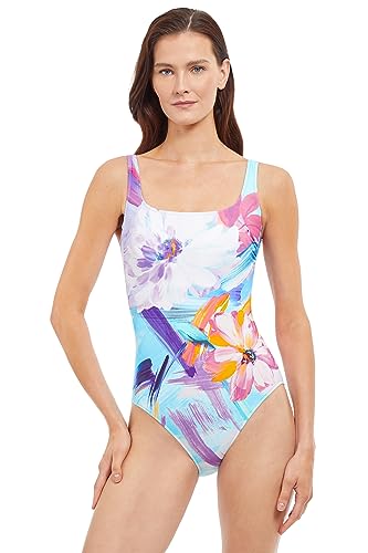 Gottex Badeanzug Damen Bauchweg - Einteiler mit Cups Bauchkontrolle Bademode Quadratischer Ausschnitt - Einteiliger Schwimmanzug Verstellbare Träger Mehrfarbig - La Vie Est Belle Größe 44 von Gottex