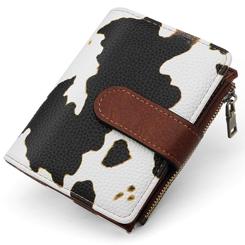 GOUNNU Geldbörse Damen Klein Portemonnaie Damen PU Leder Kleines Portmonee RFID Blockierung Geldbeutel mit Reißverschluss Münzfach und 17 Kartenfächer Kurzformat Portmonee (Kuhbraun) von GOUNNU