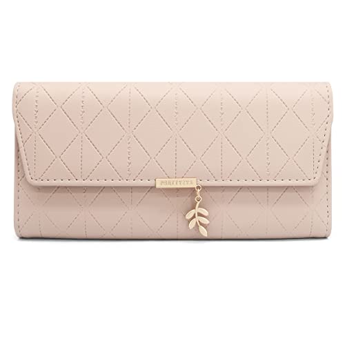 Geldbörse Damen im Langformat, Portemonnaie Gross für Frauen PU Leder mit 9 Kartenfächern Lang Portmonee Damen Geldbeutel groß mit Reißverschluss Münzfach und Vielen Fächern (Rosa) von GOUNNU