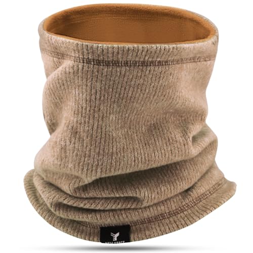 GOUNNU Loop Schal Herren Damen Winter Schlauchschal Herren Ski Multifunktionstuch Fleece Winddicht Halswärmer Strick Dicker Kaltes für skifahren Motorrad Radfahren Wandern (Braun) von GOUNNU