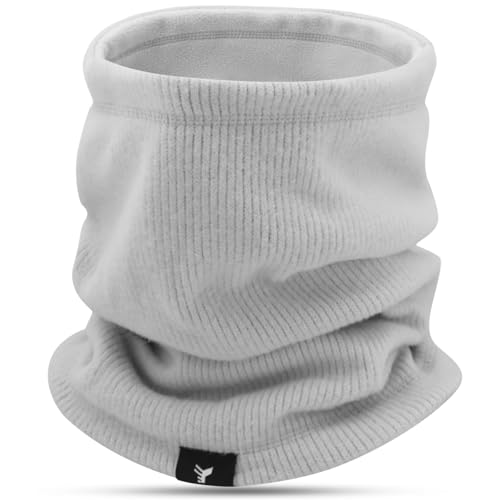 GOUNNU Loop Schal Herren Damen Winter Schlauchschal Herren Ski Multifunktionstuch Fleece Winddicht Halswärmer Strick Dicker Kaltes für skifahren Motorrad Radfahren Wandern (Hellgrau) von GOUNNU