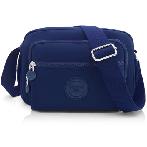 GOUNNU Umhängetasche Damen Wasserdicht Crossbody Bag Nylon Damen Freizeit Schultertasche Vielen Fächern Handtasche Damen Mittelgroß mit Verstellbarer Breiter Schultergurt (Dunkelblau) von GOUNNU