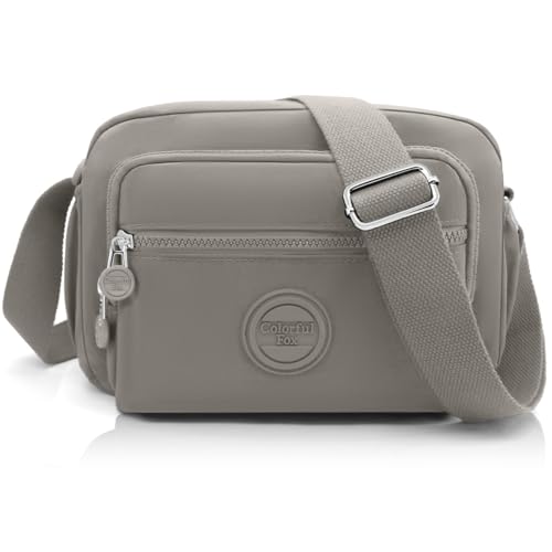 GOUNNU Umhängetasche Damen Wasserdicht Crossbody Bag Nylon Damen Freizeit Schultertasche Vielen Fächern Handtasche Damen Mittelgroß mit Verstellbarer Breiter Schultergurt (Grau) von GOUNNU
