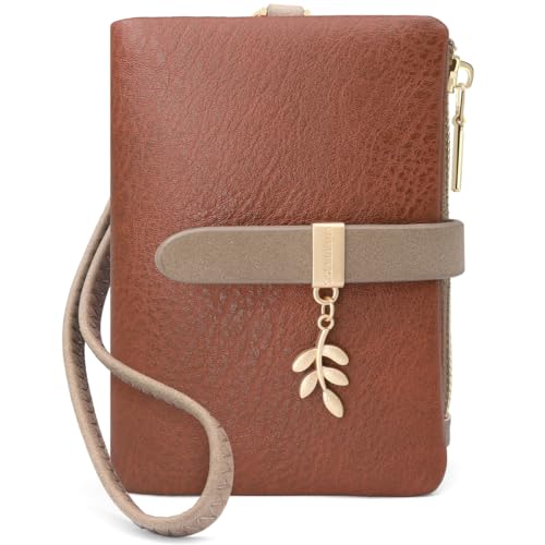 GOUNNU Geldbeutel Klein Damen PU Leder Damen Portemonnaie Klein und im Kurzformat RFID Damen Geldbörse mit Münzfach Kleines Zipper Brieftasche, Mini Portmonee mit Kartenfächern und Armband(Kaffee) von GOUNNU