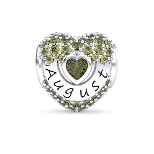 GOUWO August Geburtsstein Charms Anhänger 925 Sterling Silber Kompatibilität für Pandora Halskette und Armband Schmuck Geburtstag Weihnachten Muttertag Geschenk für Frauen von GOUWO