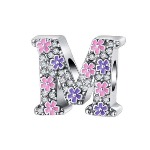 GOUWO Buchstaben M Charms passend für Pandora Armbänder und Halsketten Charm Perle aus 925er Silber für Frauen Geburtstagsgeschenk für Freunde Charms Schmuck für die Mutter von GOUWO