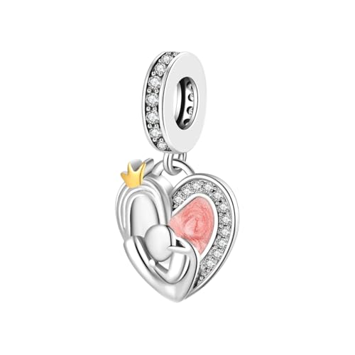 GOUWO Charms in Herzform aus 925er Silber für Armbänder und Halsketten passend für Pandora Armbänder Geschenke zum Geburtstag Halloween Muttertag Valentinstag für Frauen Mutter Tochter Sie selbst von GOUWO