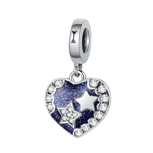 GOUWO Doppelstern Herz 925er Silber Charms Kompatibel mit Pandora Armband Halskette Schmuck für Frauen Mutter Tochter Geburtstag Halloween Muttertag Valentinstag Geschenke von GOUWO