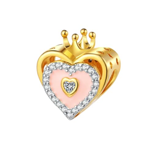 GOUWO Goldene Liebeskrone 925er Silber Charms für Armbänder und Halsketten passend für Pandora Armbänder Geburtstag Halloween Muttertag Valentinstag Geschenke für Frauen Mutter Tochter Sie selbst von GOUWO
