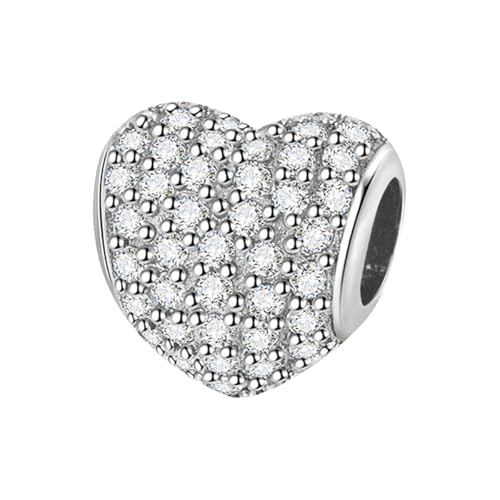 GOUWO Herz Charms aus 925er Silber kompatibel mit Pandora Armband und Halskette 5A Zirkonia Schmuck für Frauen Mutter Tochter Geburtstag Halloween Muttertag Valentinstag Geschenke von GOUWO