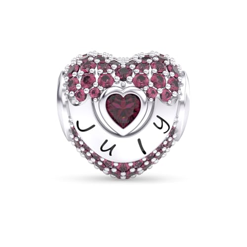 GOUWO Juli Geburtsstein Charms Anhänger 925 Sterling Silber Kompatibilität für Pandora Halskette und Armband Schmuck Geburtstag Weihnachten Muttertag Geschenk für Frauen von GOUWO