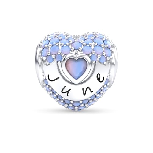 GOUWO Juni Geburtsstein Charms Anhänger 925 Sterling Silber Kompatibilität für Pandora Halskette und Armband Schmuck Geburtstag Weihnachten Muttertag Geschenk für Frauen von GOUWO