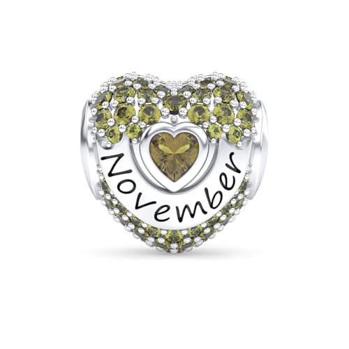 GOUWO November Geburtsstein Charms Anhänger 925 Sterling Silber Kompatibilität für Pandora Halskette und Armband Schmuck Geburtstag Weihnachten Muttertag Geschenk für Frauen von GOUWO