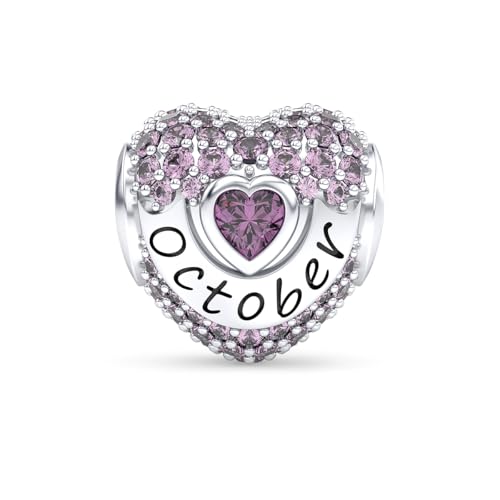 GOUWO Oktober Geburtsstein Charms Anhänger 925 Sterling Silber Kompatibilität für Pandora Halskette und Armband Schmuck Geburtstag Weihnachten Muttertag Geschenk für Frauen von GOUWO