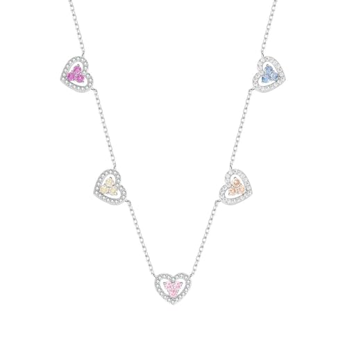 GOUWO Regenbogen Herz Damen Anhänger Halskette 925 Sterling Silber Herz Wassertropfen Anhänger Halskette Weihnachten Valentinstag Partys Hochzeitstag Jahrestag Geburtstag Schmuck Geschenke für Frauen von GOUWO