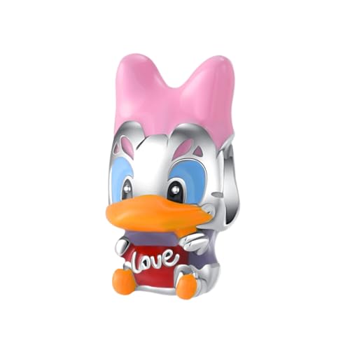 GOUWO Rosa Ente 925er Silber Charms Kompatibel mit Pandora Armband Halskette Schmuck für Frauen Mutter Tochter Geburtstag Halloween Muttertag Valentinstag Geschenke von GOUWO