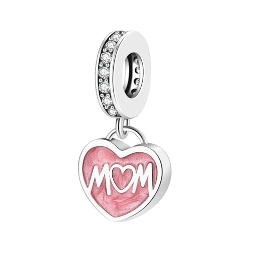 GOUWO Rosa Liebesherz 925er Silber Charms für Armbänder und Halsketten Passend für Pandora Armbänder Geburtstag Halloween Muttertag Valentinstag Geschenke für Frauen Mutter Tochter Sie selbst von GOUWO