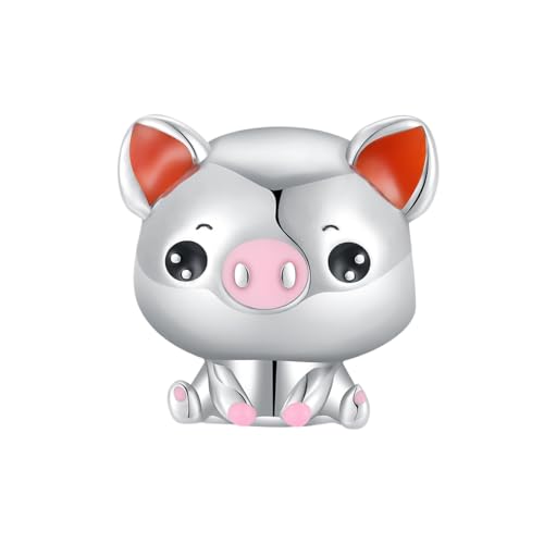 GOUWO Rosa Schwein 925er Silber Charms für Armbänder und Halsketten Passend für Pandora Armbänder Geburtstag Halloween Muttertag Valentinstag Geschenke für Frauen Mutter Tochter Sie selbst von GOUWO