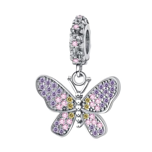 GOUWO Schmetterling 925er Silber Charms Kompatibel mit Pandora Armband Halskette 5A Zirkonia Schmuck für Frauen Mutter Tochter Geburtstag Halloween Muttertag Valentinstag Geschenke von GOUWO