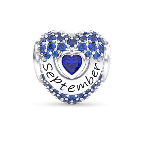 GOUWO September Geburtsstein Charms Anhänger 925 Sterling Silber Kompatibilität für Pandora Halskette und Armband Schmuck Geburtstag Weihnachten Muttertag Geschenk für Frauen von GOUWO
