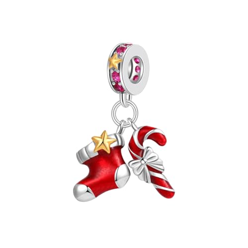 GOUWO Weihnachtsstrumpf Süßigkeiten 925 Silber Charms Kompatibel mit Pandora Armband Halskette Schmuck für Frauen Mutter Tochter Geburtstag Halloween Muttertag Valentinstag Geschenke von GOUWO