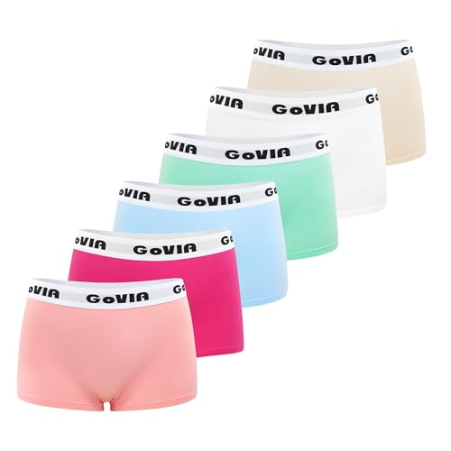 GOVIA Damen Boxershorts Baumwolle mit Flexibel Sportlicher Bund Unterwäsche für Frauen Unterhosen 6er Pack 3921C XL von GOVIA