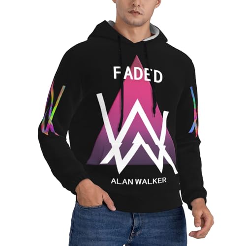 GOVRN Alan DJ Herren-Pullover-Kapuzenpullover, Klassische Music, mit Kapuze, langärmelig, Sweatshirt, Oberteil, lässiger Kapuzenpullover mit Tasche als Geschenk，Large von GOVRN