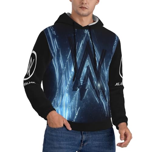 GOVRN Alan DJ Herren-Pullover-Kapuzenpullover, Klassische Music, mit Kapuze, langärmelig, Sweatshirt, Oberteil, lässiger Kapuzenpullover mit Tasche als Geschenk，Small von GOVRN