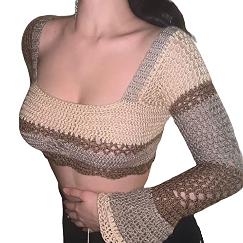 BeerMmay Unregelmäßiges Top für Damen, DIY-Strickpulli, Y2k Strickwaren, Crop Tank-Top, getragen Werden, S von BeerMmay