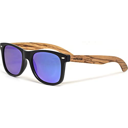 Sonnenbrille Damen & Herren aus Holz | Premium polarisiert Echtholzbügel & Acetatrahmen | geschwärzte Sonnenbrille UV400 Gläser | Damen & Herren Holzbrille UV Schutz | gekennzeichnet von GOWOOD