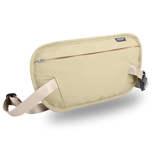 RFID-blockierender Geldgürtel – Schlanke Reisepasshülle und Reisebrieftasche, sichere versteckte Bauchtasche für Männer und Frauen, Zitrone, Einheitsgröße, RFID-blockierend und Gürtelbreite: 2,5 cm von GOX