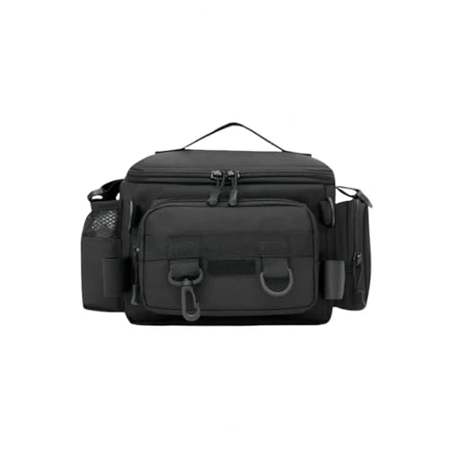 Angeltasche Angeln Ausrüstung Tasche Wasserdichte Oxford Tuch Multi-Tasche Locken Stange Linie Reel Halter Große Kapazität Schulter Tasche Organizer Fall für Angeln Wandern Camping Trekking(Black) von GOXQIT